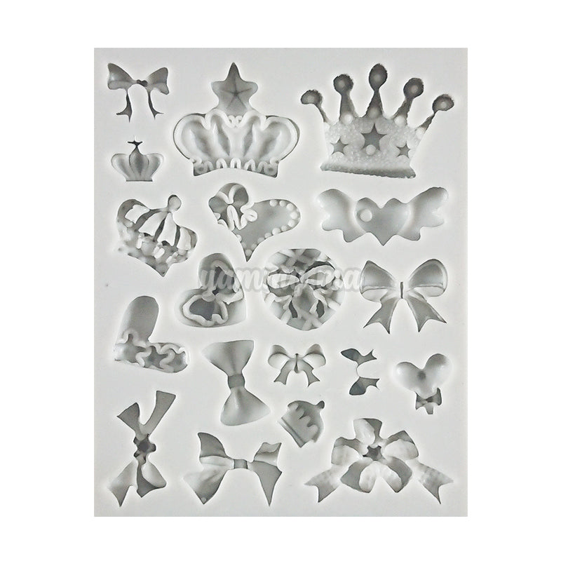 Moule Silicone Noeuds, Coeurs et Couronnes