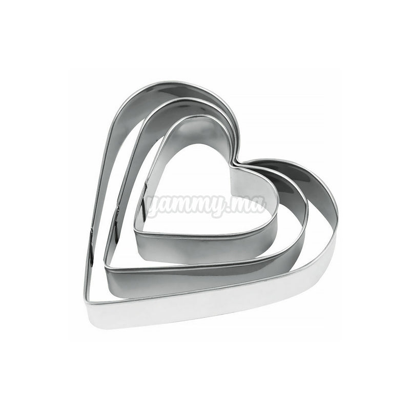 Set 3 Emporte-pieces Coeurs en Acier-inoxydable