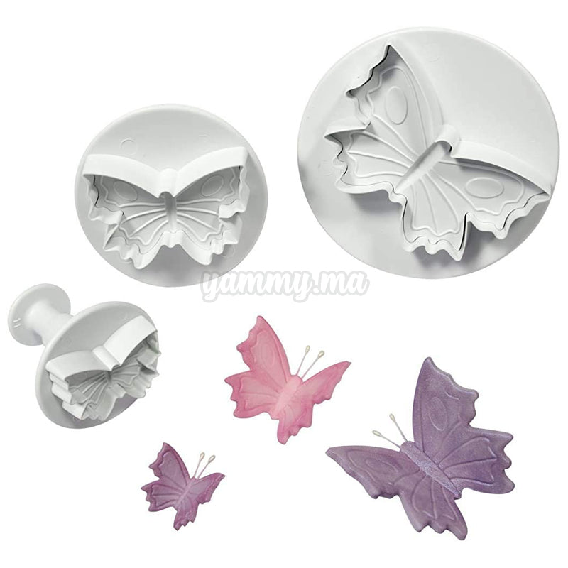Set 3 Emporte-pièces avec Poussoir Papillon