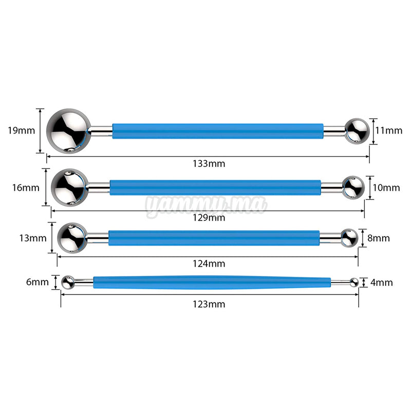 4 Ebauchoirs Boule pour Pâte à Sucre 4 Ebauchoirs Boule pour Pâte à Sucre