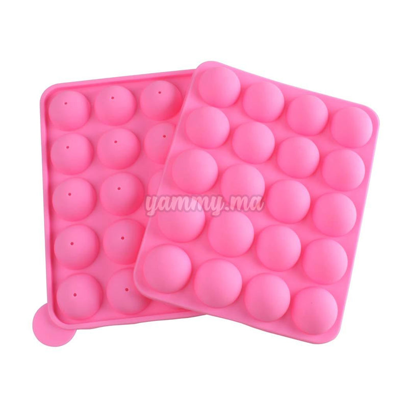 Moule Silicone à Pop Cake 20 Cavités Rose + Bâtons