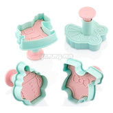 Set 4 Emporte-piecès avec Poussoir Bébé Naissance Baptème