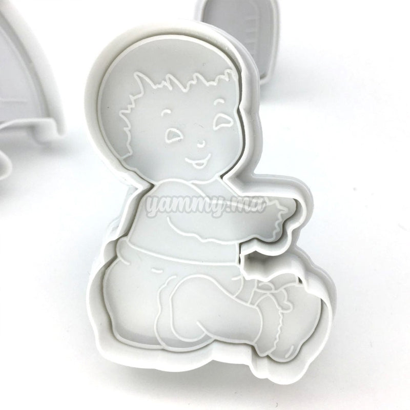 Set 3 Emporte-Pièces avec Poussoir Bébé Naissance Baptème