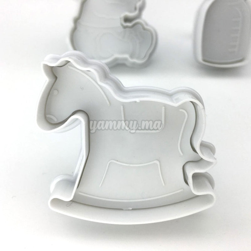 Set 3 Emporte-Pièces avec Poussoir Bébé Naissance Baptème Set 3 Emporte-Pièces avec Poussoir Bébé Naissance Baptème