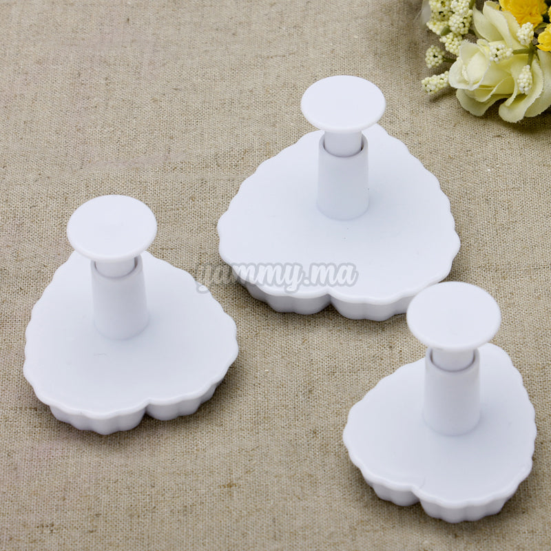 Set 3 Emporte-piecès avec Poussoir Coeur Set 3 Emporte-piecès avec Poussoir Coeur