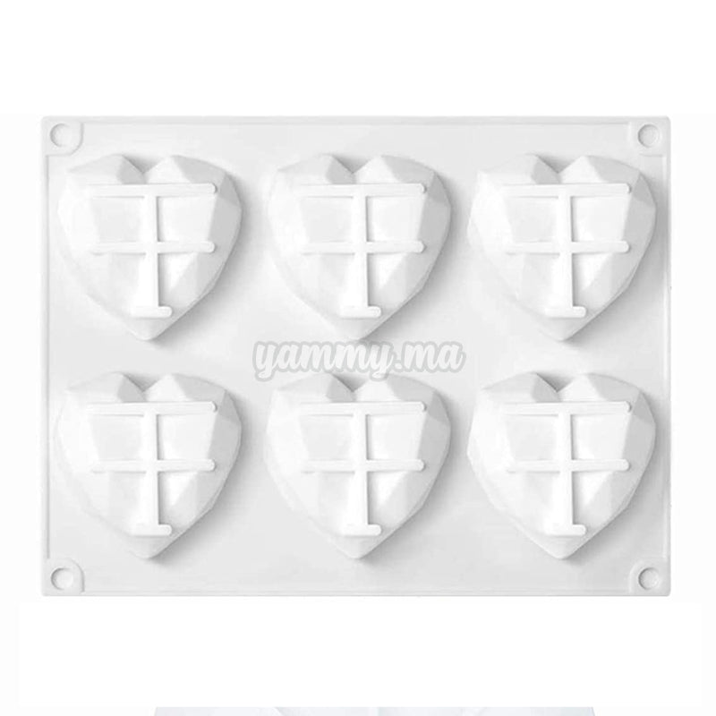 Moule Silicone 3D 6 Coeurs Géométrique Moule Silicone 3D 6 Coeurs Géométrique