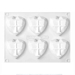 Moule Silicone 3D 6 Coeurs Géométrique