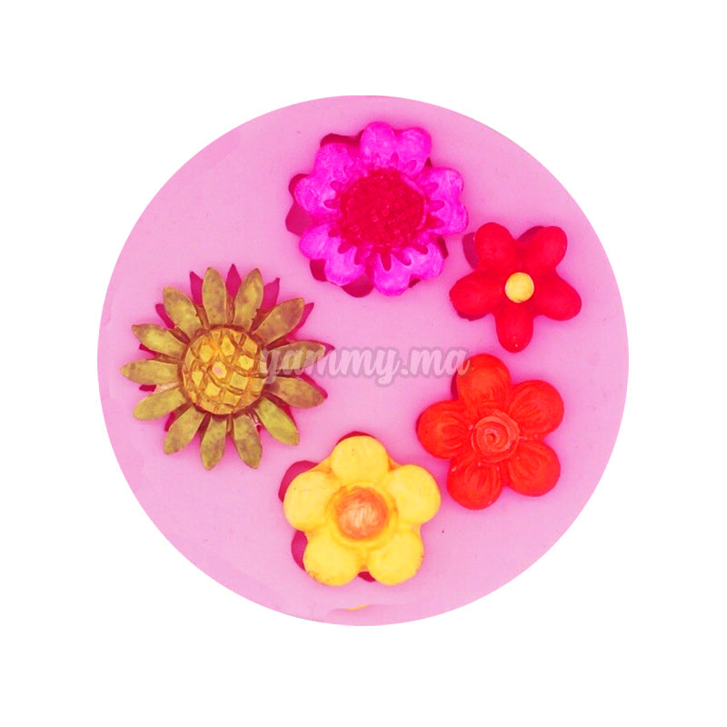 Moule Silicone 5 Fleurs