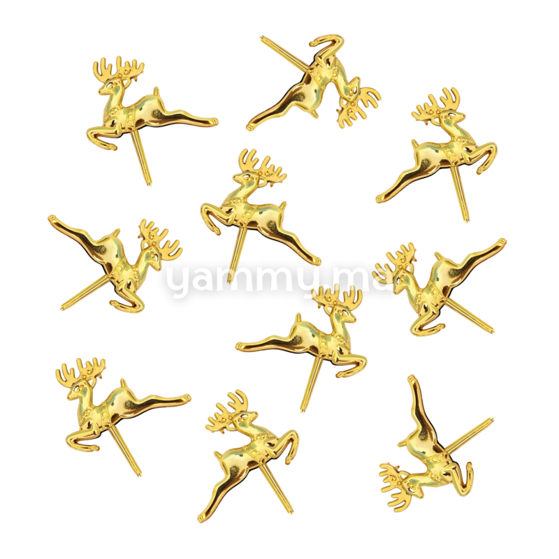 Cerf & Gazelle Dore 4.9 cm pour Décor de Bûche de Noël (x10)