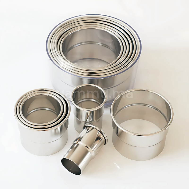 SET. 12 Emporte-pièces Ronds Simples en Inox Hauteur 5cm