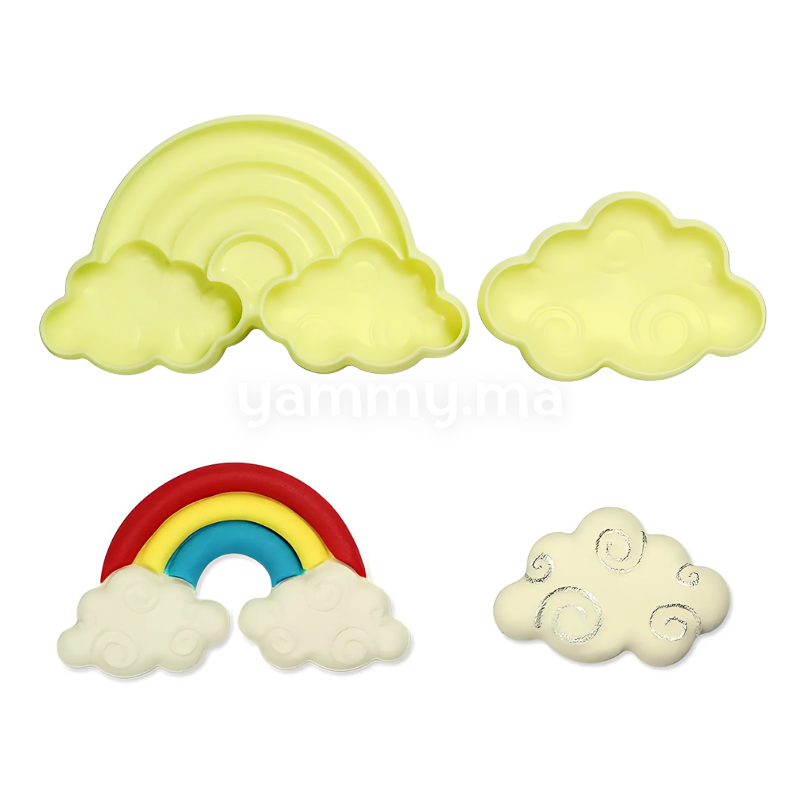 2 Emporte-pieces Arc-en-ciel et Nuage pour Pate a Sucre