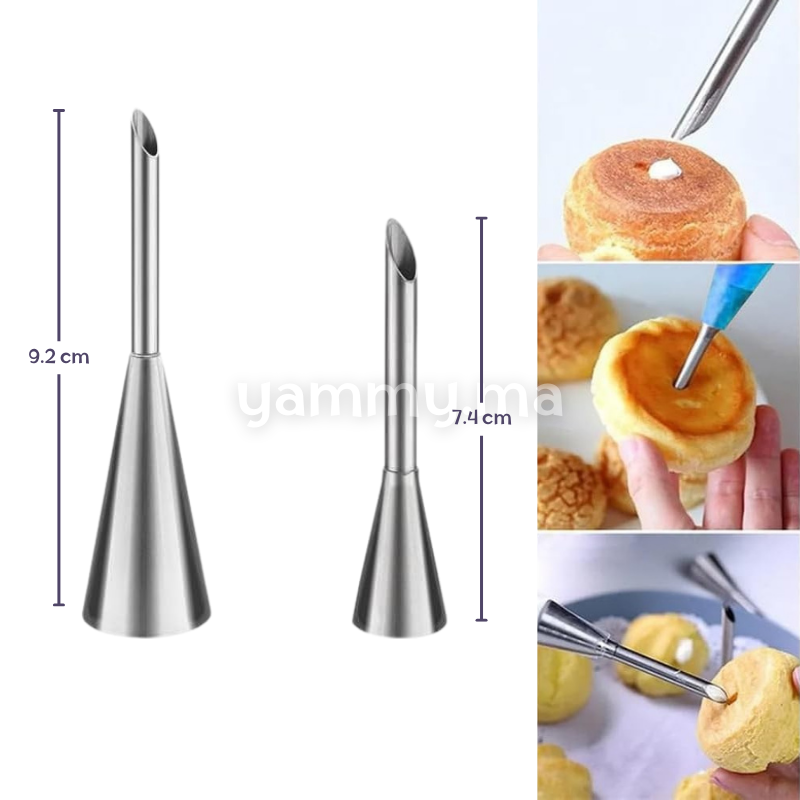 SET. 2 Douilles à Petit Choux en Inox