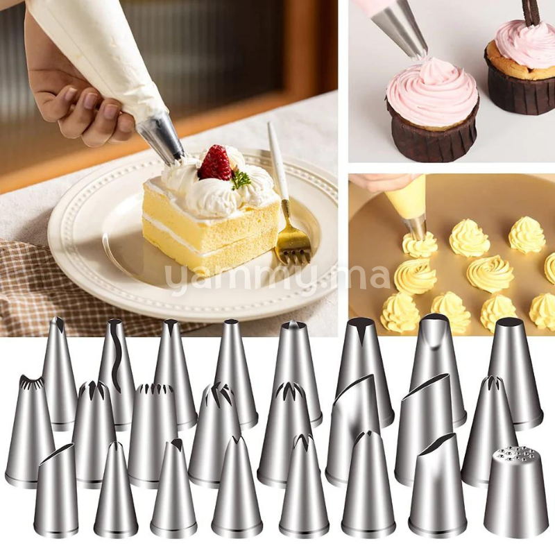 SET. 25 Douilles en Acier-inoxydable avec 2 Adaptateur