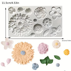 Moule Silicone 10 Fleurs pate a sucre