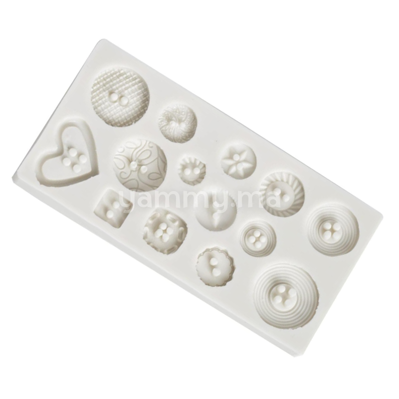 Moule Silicone pate a sucre 14 Boutons Divers