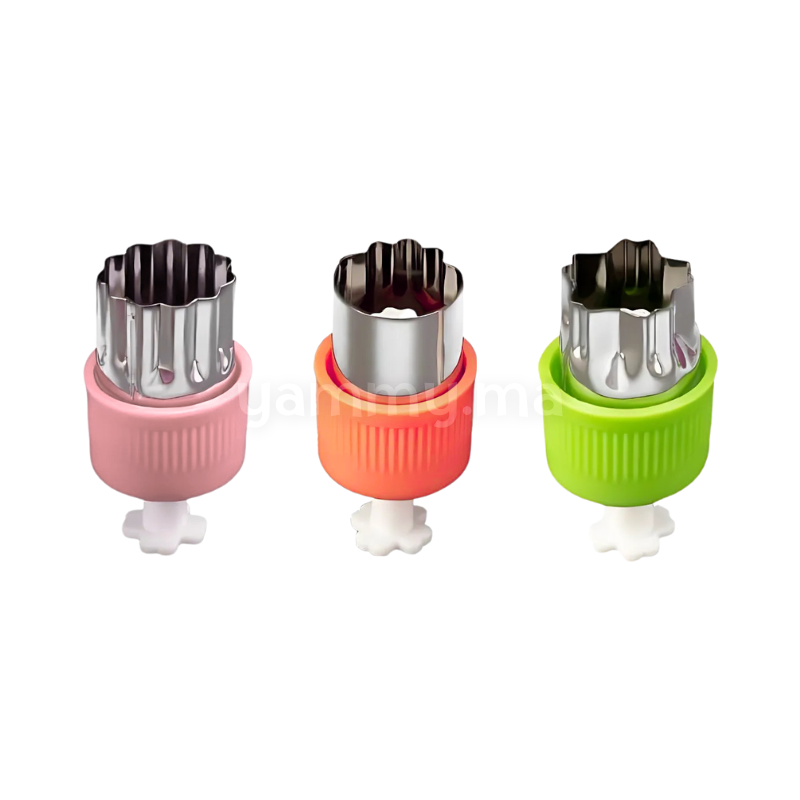 SET. 3 Mini Emporte-pièces avec Poussoir - Étoile, Rond et Ananas