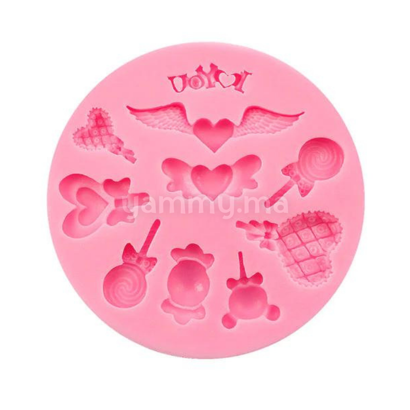Moule Silicone pour pate a sucre coeur sucette  I Love You
