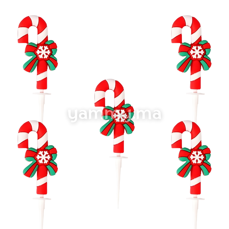 Canne de Noël 5.6 cm pour Décor de Bûche de Noël (x5)