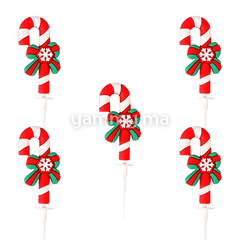 Canne de Noël 5.6 cm pour Décor de Bûche de Noël (x5)