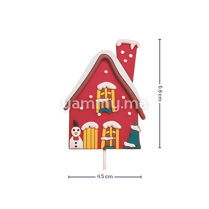 Chalet Rouge 6.8 cm pour Décor de Bûche de Noël (x5)