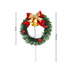 Couronne Vert avec Cloche Ø 6 cm pour Décor de Bûche de Noël (x5)