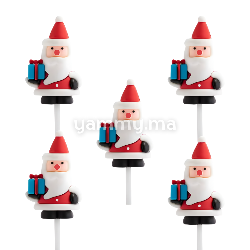 Cadeau de Père Noël 5.6 cm pour Décor de Bûche de Noël (x5)