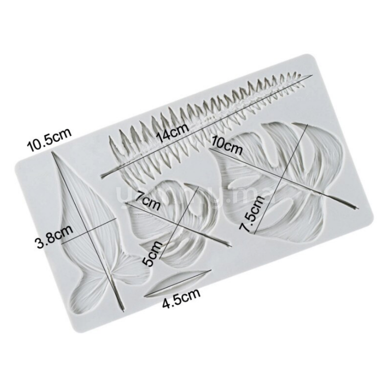 Moule Silicone 5 Feuilles Tropicales