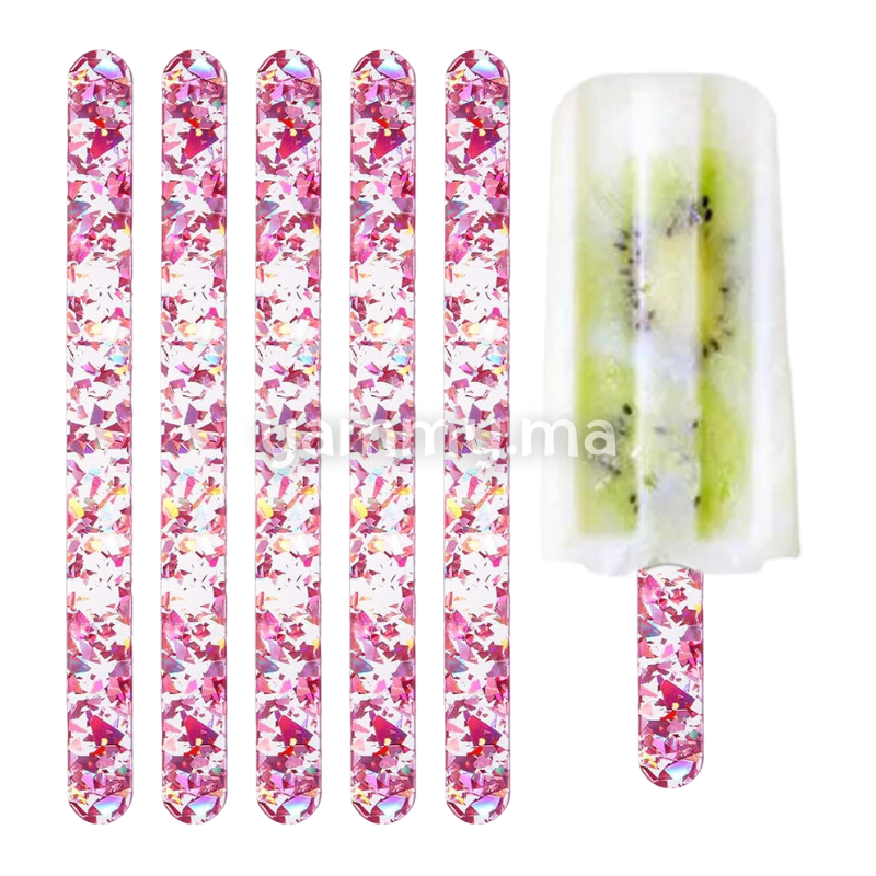 10 bâtonnets de glace en acrylique à paillettes réutilisables Rose  11.5 CM