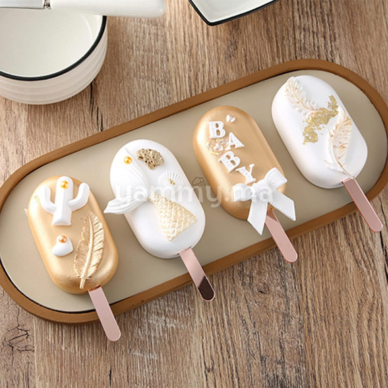 10 Bâtonnets de Glace en acrylique Réutilisables Rose 11.5 cm