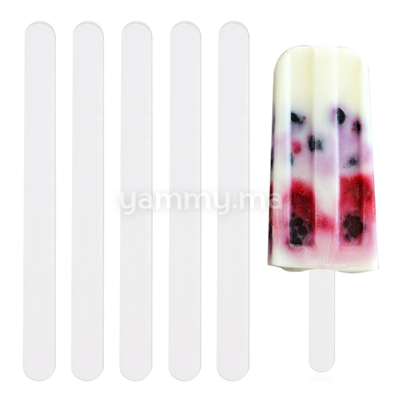 10 Bâtonnets de Glace en acrylique Réutilisables Blanc 11.5 cm