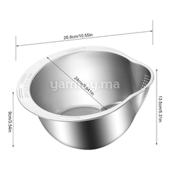 Bol et Passoire de Lavage de Riz et Légumes en Inox Ø 24 cm