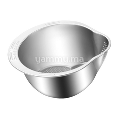 Bol et Passoire de Lavage de Riz et Légumes en Inox Ø 24 cm