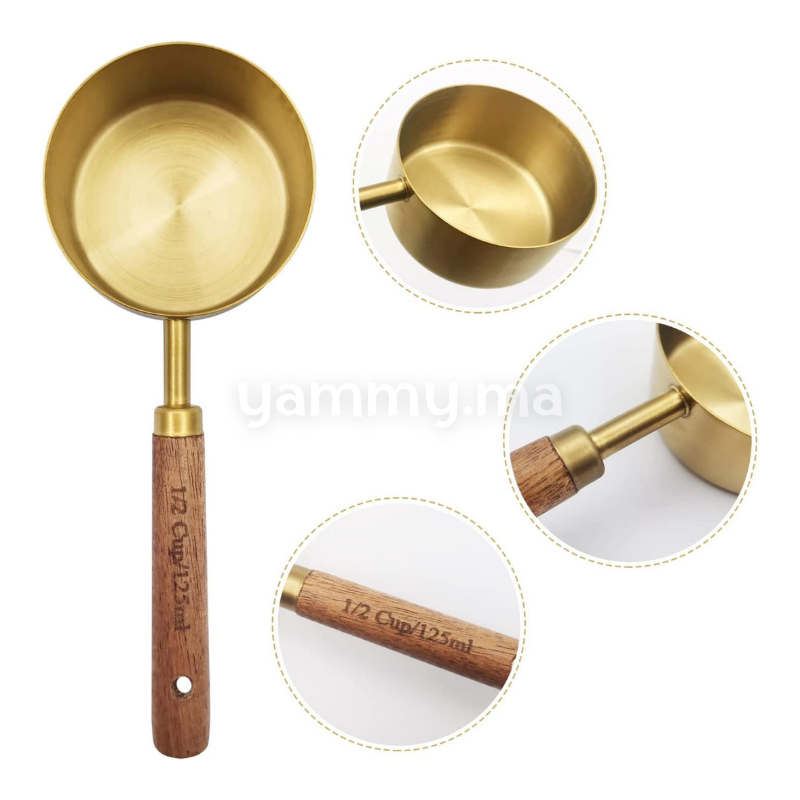 Cuillère et Casserole à Mesurer en Inox Doré 125 ml