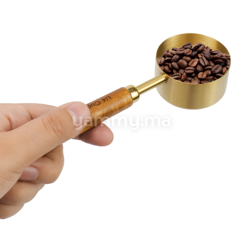 Cuillère et Casserole à Mesurer en Inox Doré 60 ml