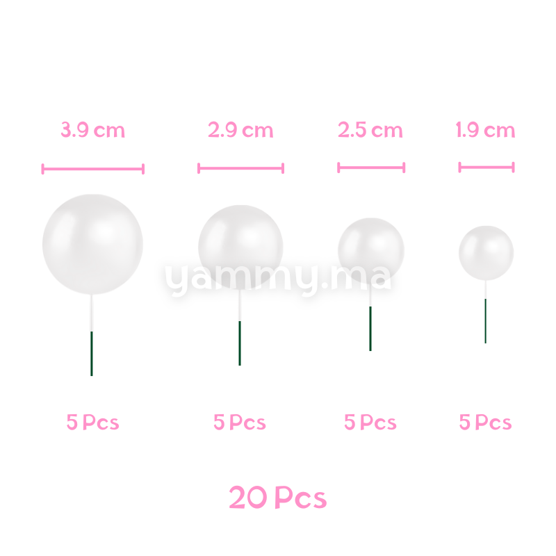 SET. 20 Décorations de Gâteau en Forme de Boules Blanc