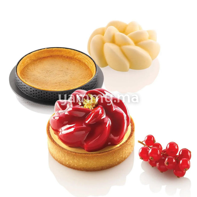 Kit Moule Silicone 6 Tarte 80mm Fleur - Silikomart