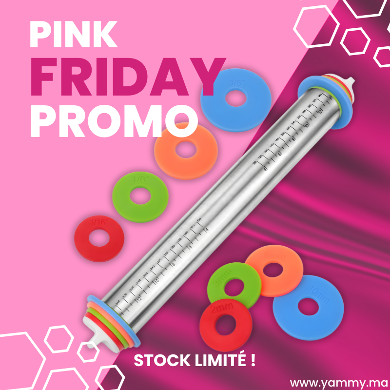 Rouleau à Patisserie en Inox avec Anneaux d'épaisseur 35 cm