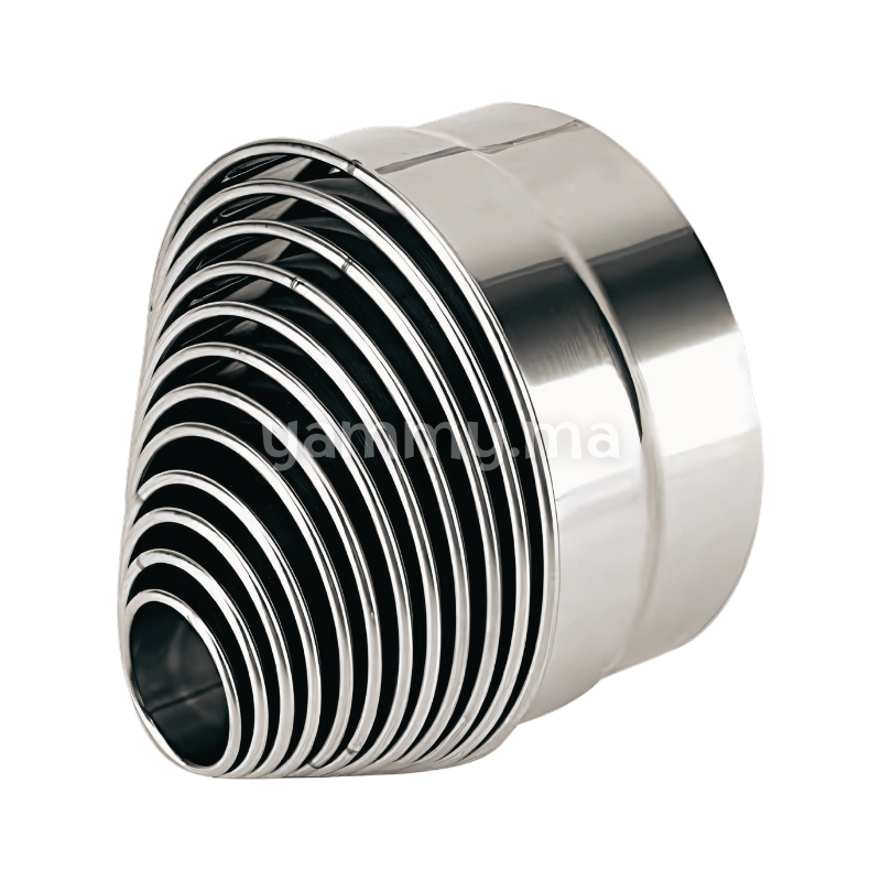 SET. 12 Emporte-pièces Ronds Simples en Inox Hauteur 5cm