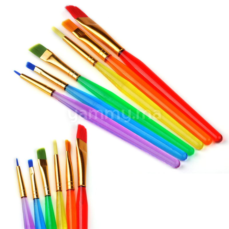 SET. 6 Pinceaux Multicolors pour Pâtisserie