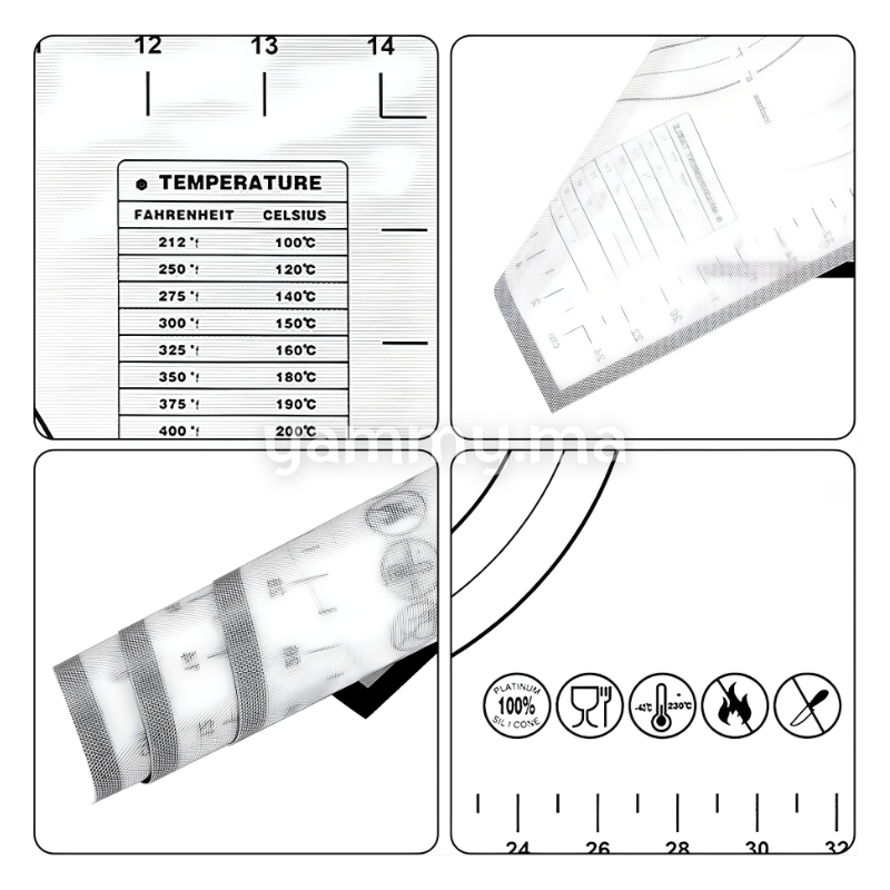 Tapis Silicone Pâtisserie pour Étaler la Pâte 30 x 40 cm