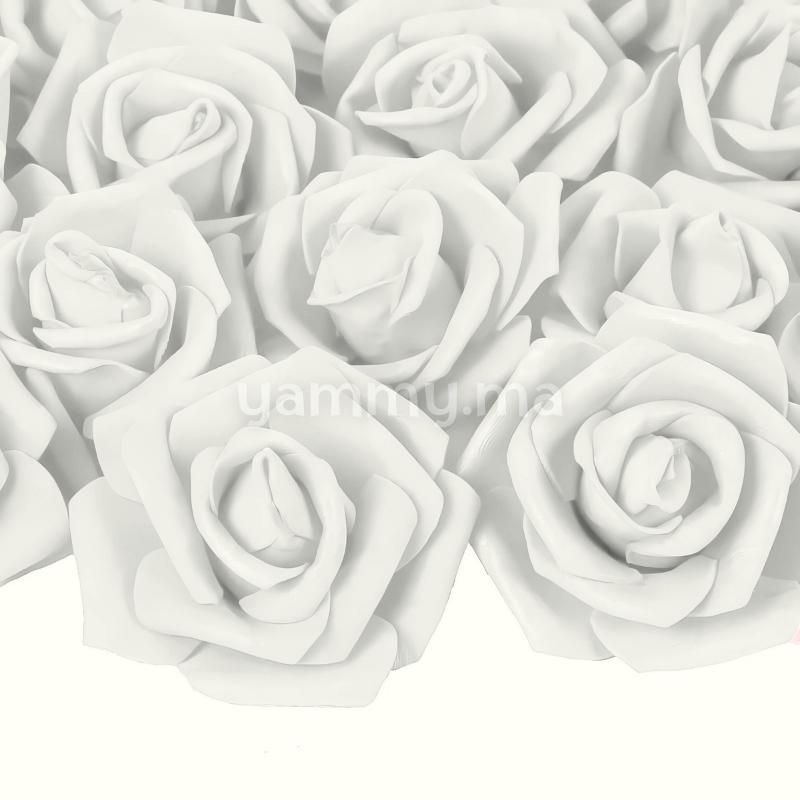 Roses Artificielles Blanches en Mousse