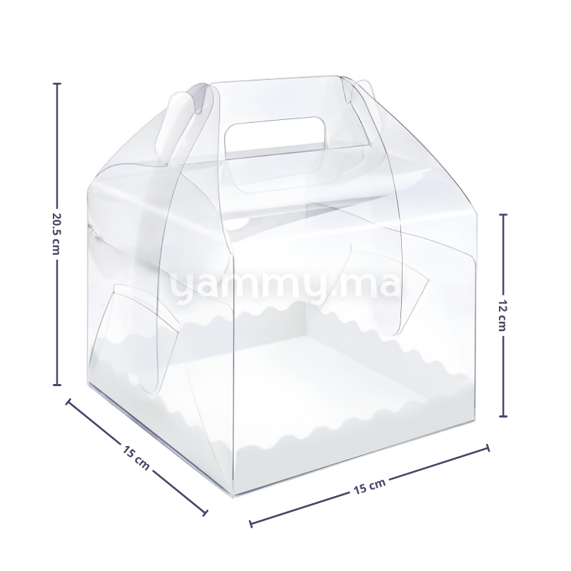 Boîte d'Emballage pour Mini Gateau Transparent 15 x 15 x H 12 cm
