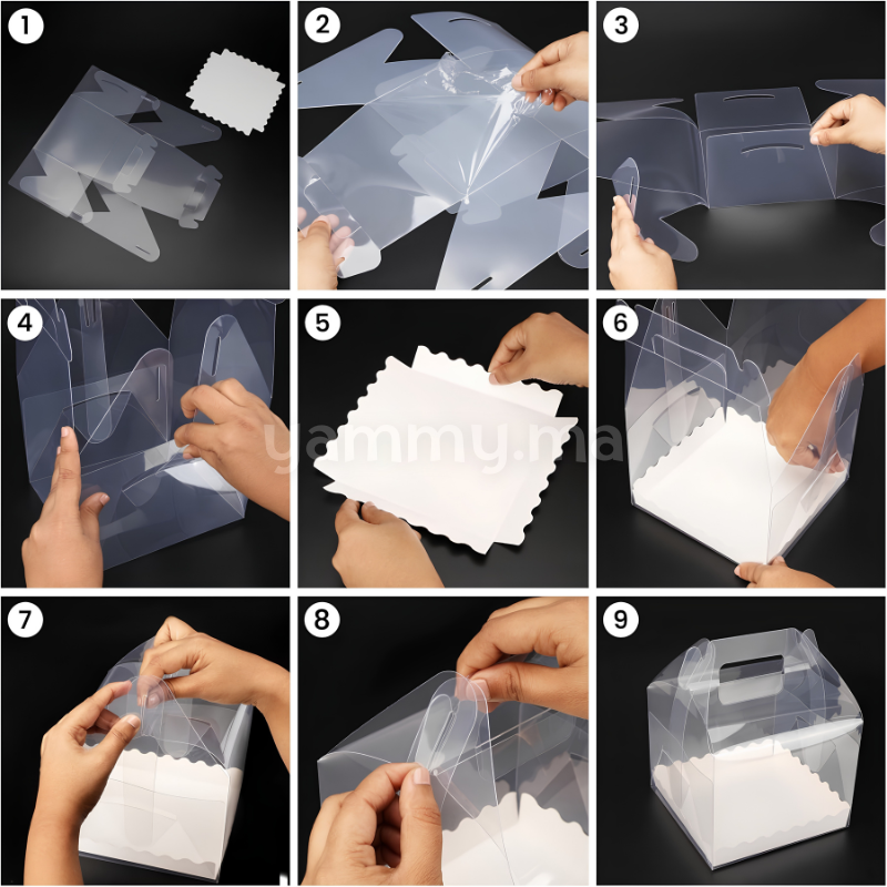 Boîte d'Emballage pour Mini Gateau Transparent 15 x 15 x H 12 cm