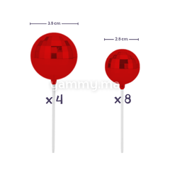 SET. 12 Décorations de Gâteau en Forme de Boules Disco Rouge