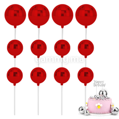 SET. 12 Décorations de Gâteau en Forme de Boules Disco Rouge