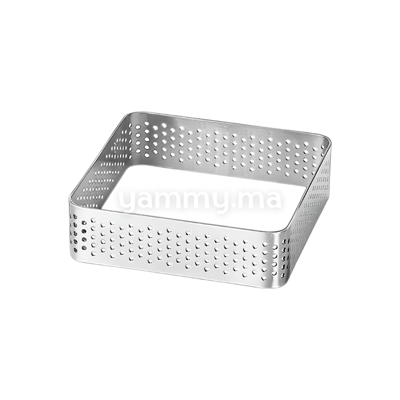 Cadre à Tartelette Perforé en Inox 8 x 8 x H 2 cm