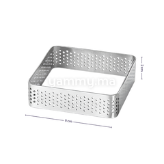 Cadre à Tartelette Perforé en Inox 8 x 8 x H 2 cm