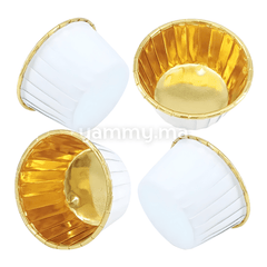 SET. 20 Caissettes Cupcake Muffins en Papier Aluminium Blanc / Or