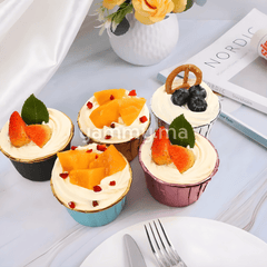 SET. 20 Caissettes Cupcake Muffins en Papier Aluminium Rose / Or