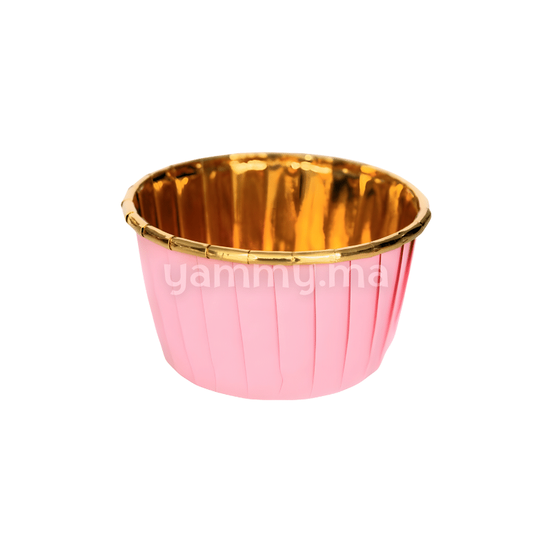 SET. 20 Caissettes Cupcake Muffins en Papier Aluminium Rose / Or